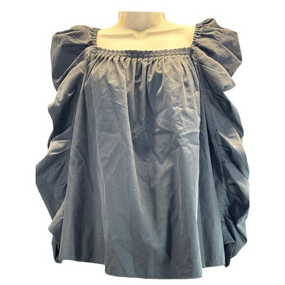 kate spade Tops - Kate Spade NWT Black Poplin Square Neck Long Puff Gathered Sleeve women sz 4